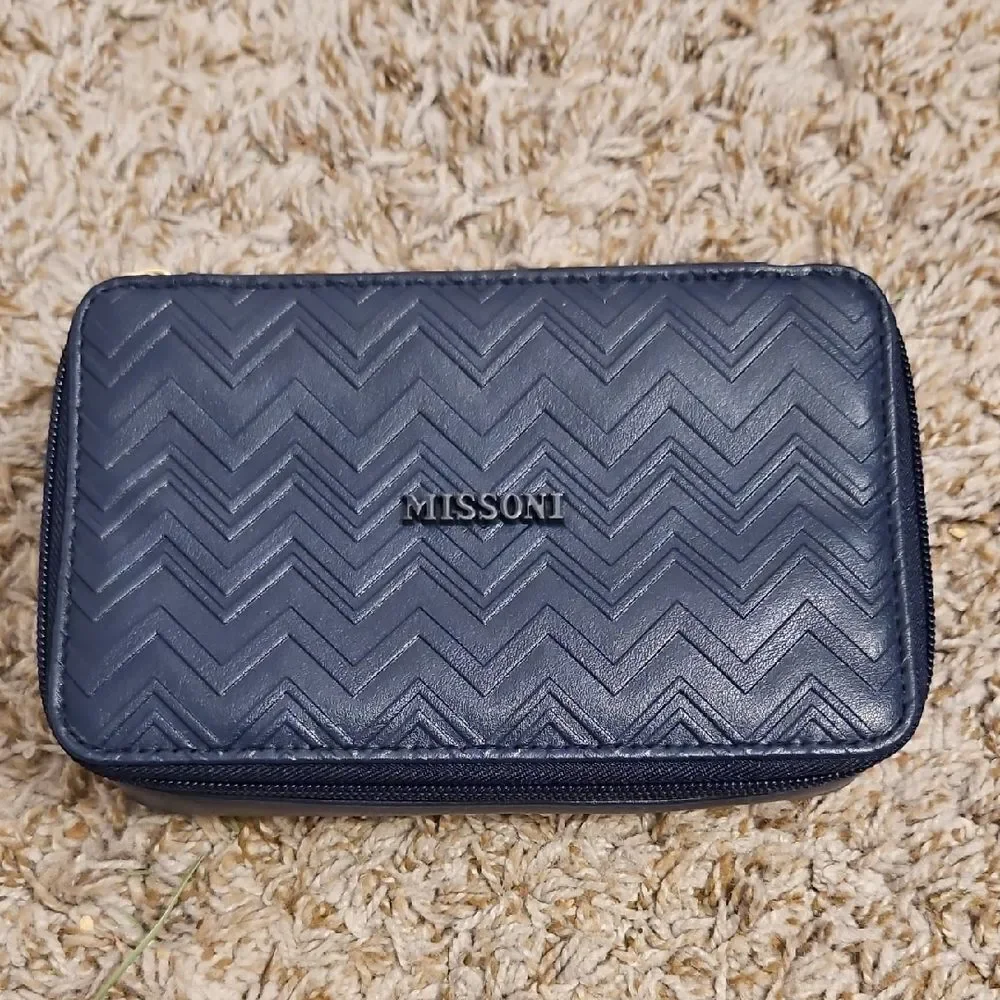 Missoni × Delta Navy Chevron cosmetic travel case